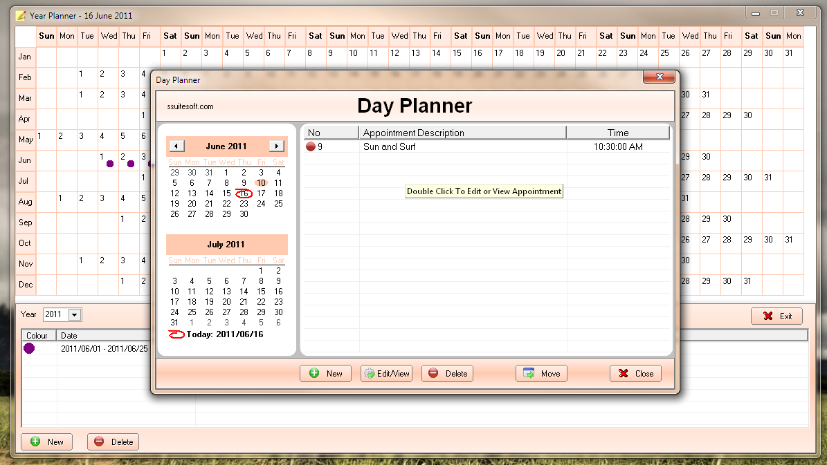 SSuite Year and Day Planner screenshot