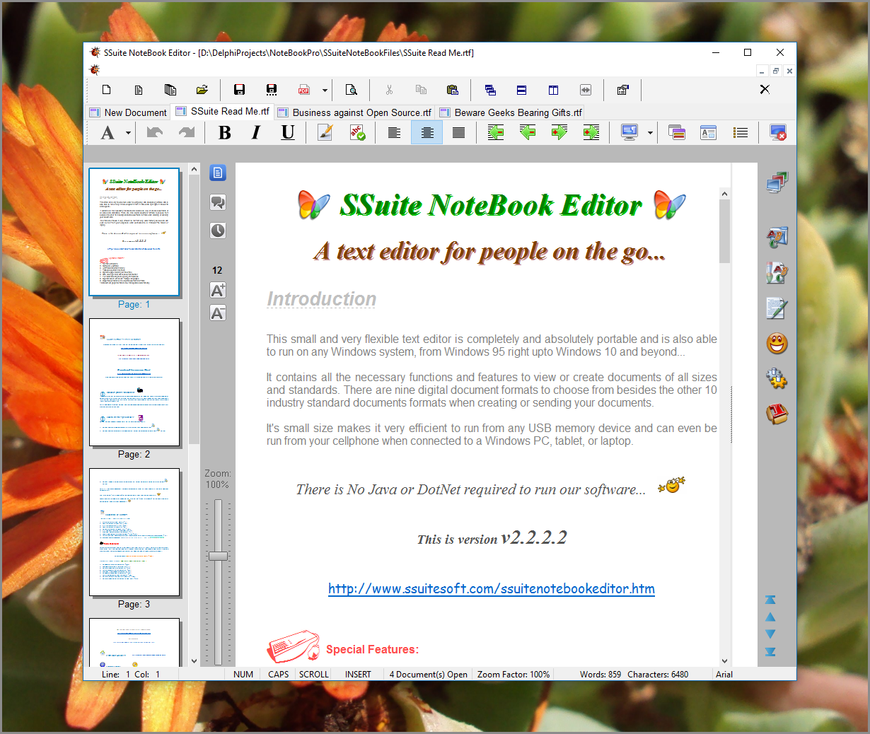 Full featured and fast portable text editor.